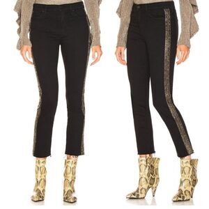 MOTHER High Waisted Looker Ankle Fray Jeans in Guilty Flash Wash Gold- Size 26